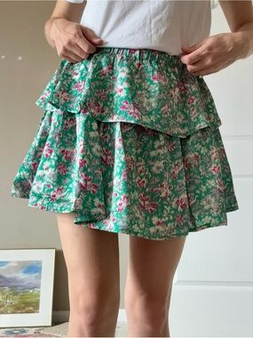 Floral Tiered Mini Skirt